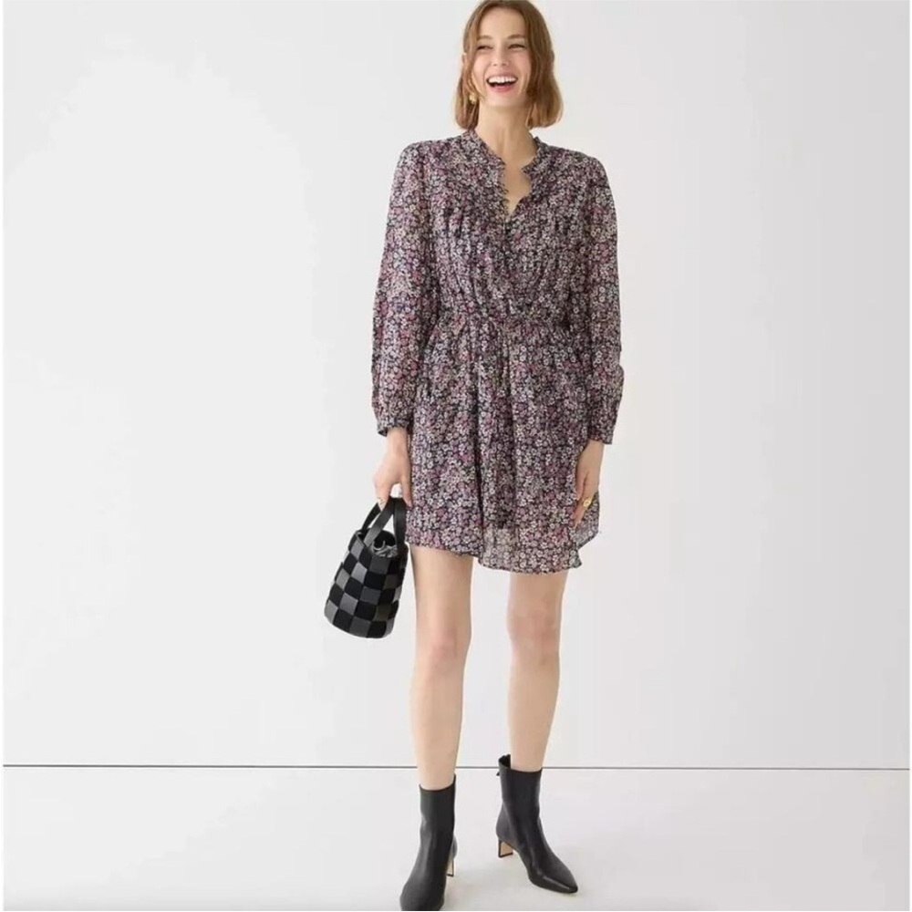 NWT J. Crew Button-up Floral Mini Dress in Sunny Meadow Peasant Cottage-core